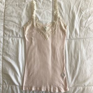Abercrombie Blush Pink Tank with Cream Lace